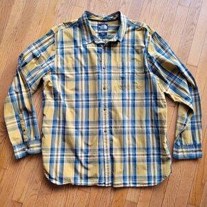 The North Face Long Sleeve Shirt Mustard Yellow Plaid Button Up XXL